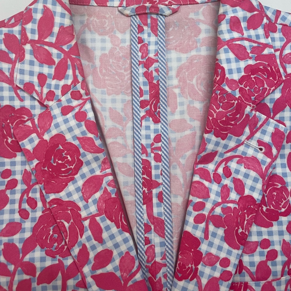VINEYARD VINES KENTUCKY DERBY Floral Sport Coat Jacket Pink Blue Men's 46R